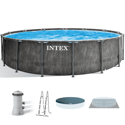 Intex Prisma Frame Greywood 26742NP – Ø457×122 cm – Runder Pool