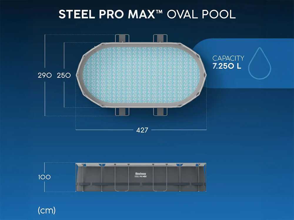 Bestway Power Steel 56620DE – 427x250x100 cm -Frame Pool, oval