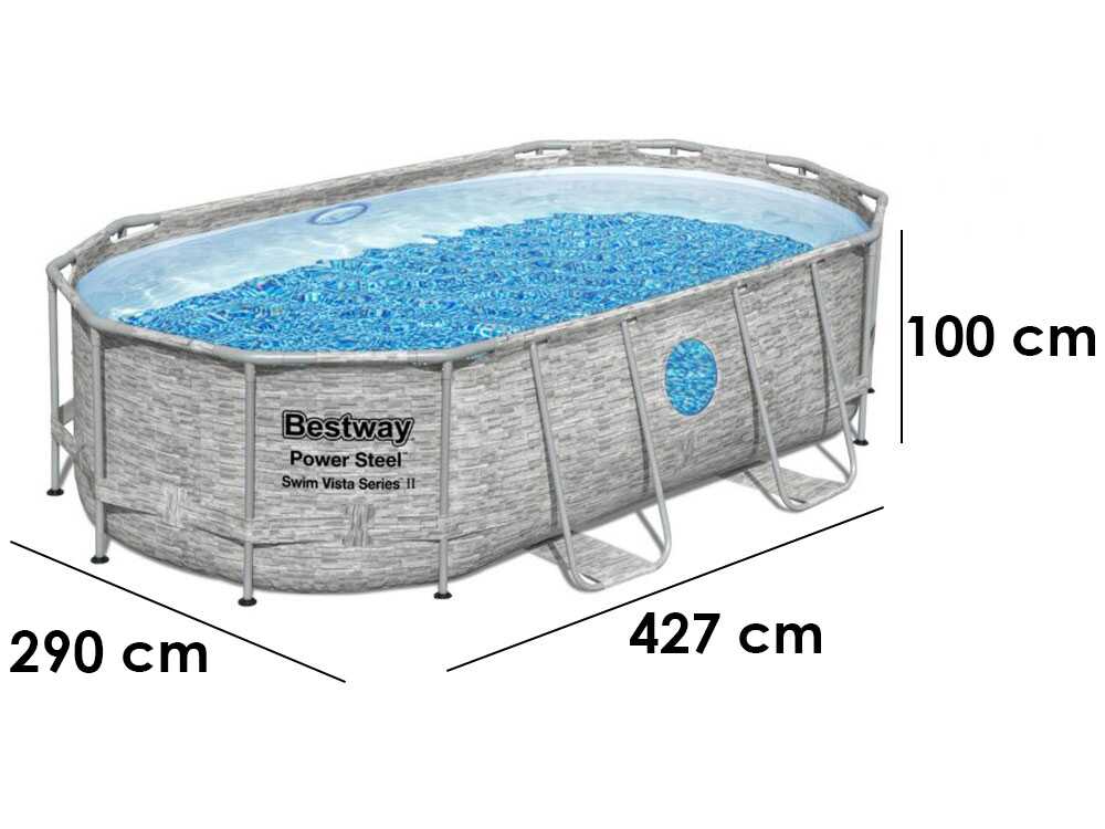 Bestway Power Steel Swim Vista 56714DE – 427x250x100 cm – Ovaler Frame Pool