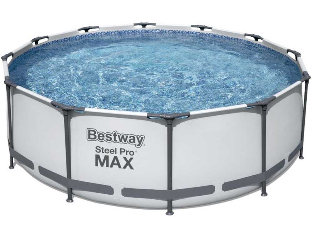 Bestway Steel Pro Max 56418DE – Ø366×100 cm – Runder Pool + Filterpumpe und Leiter