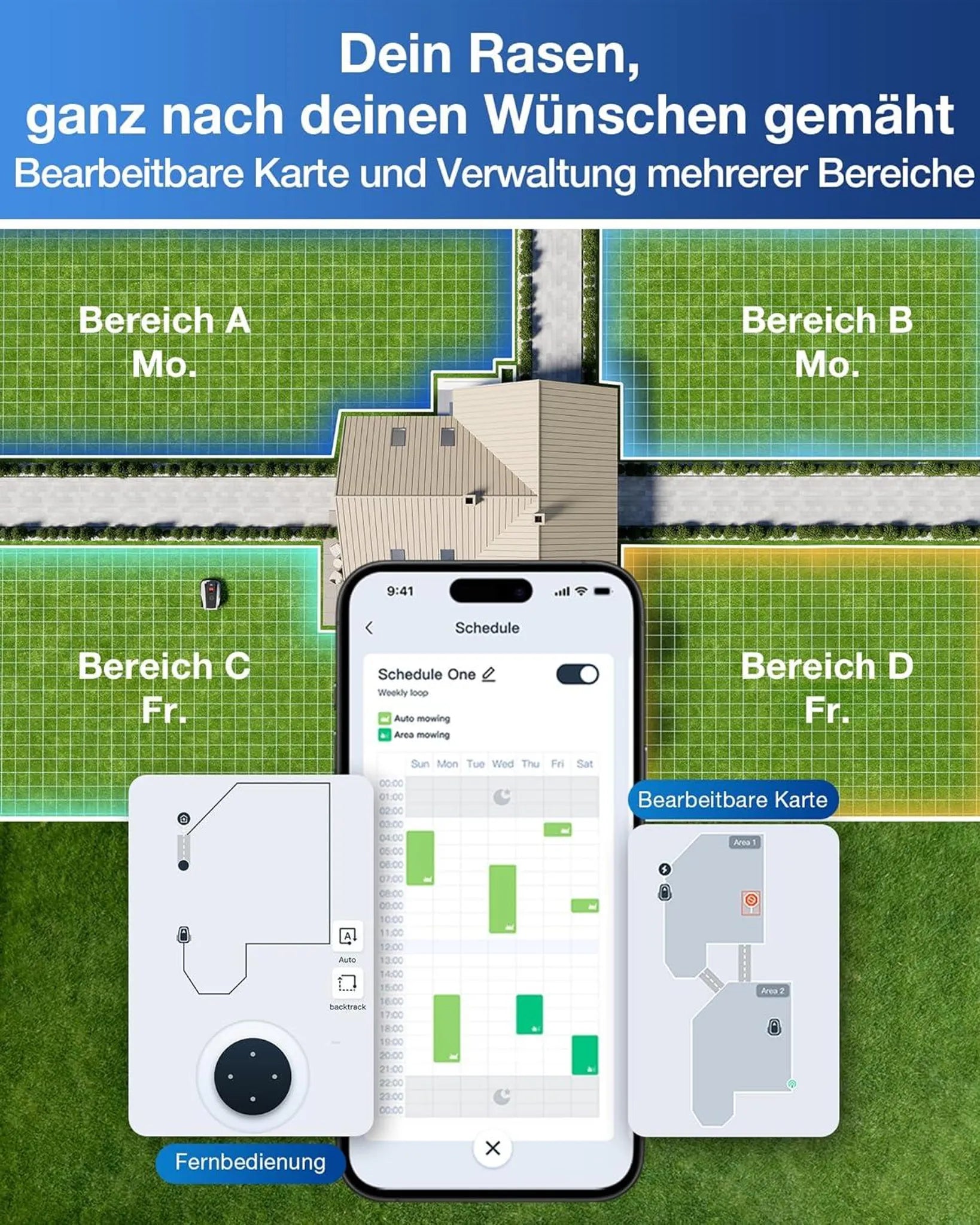 ECOVACS Mähroboter Goat O600 Ohne Begrenzungskabel, 600 m², RTK+Vision Navigation, Rasenmähroboter, KI-Hindernisvermeidung, passiert 0,7m Engstellen