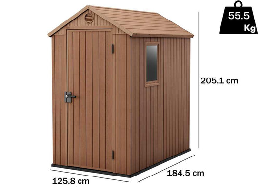 Keter Darwin braun – Gartenhaus Schuppen – mit Seitenfenster – 125×184.5×205 cm