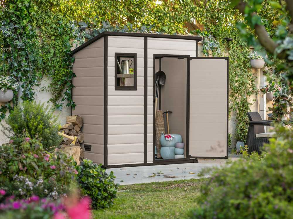 Keter Manor Pent beige – Gartenhaus – Mit Frontfenster – 183.5x111x200.5 cm
