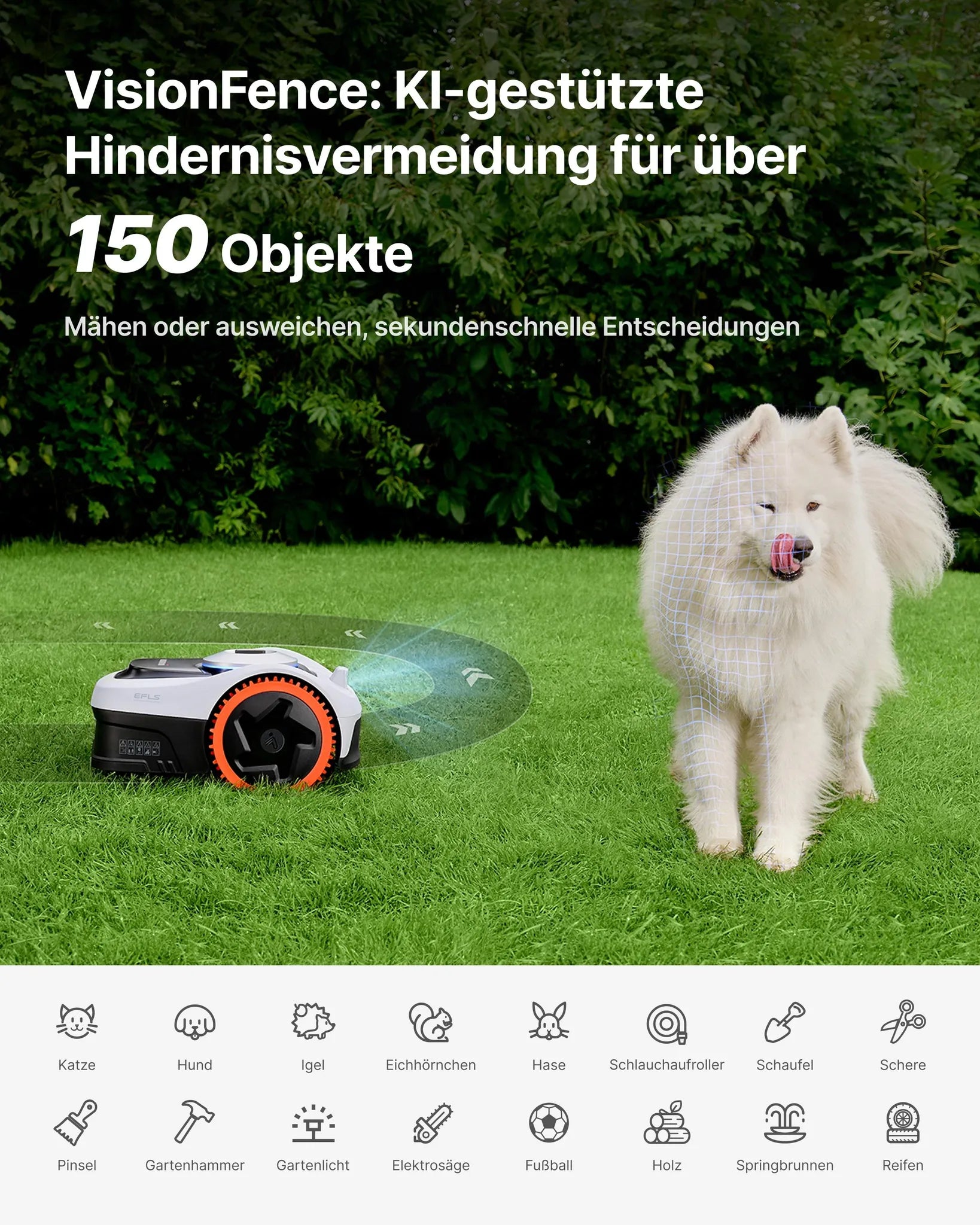 Navimow i205 AWD Mähroboter ohne Begrenzungskabel mit Garage S, Allradantrieb für Steigungen bis zu 45 %, EFLS NRTK + Vision