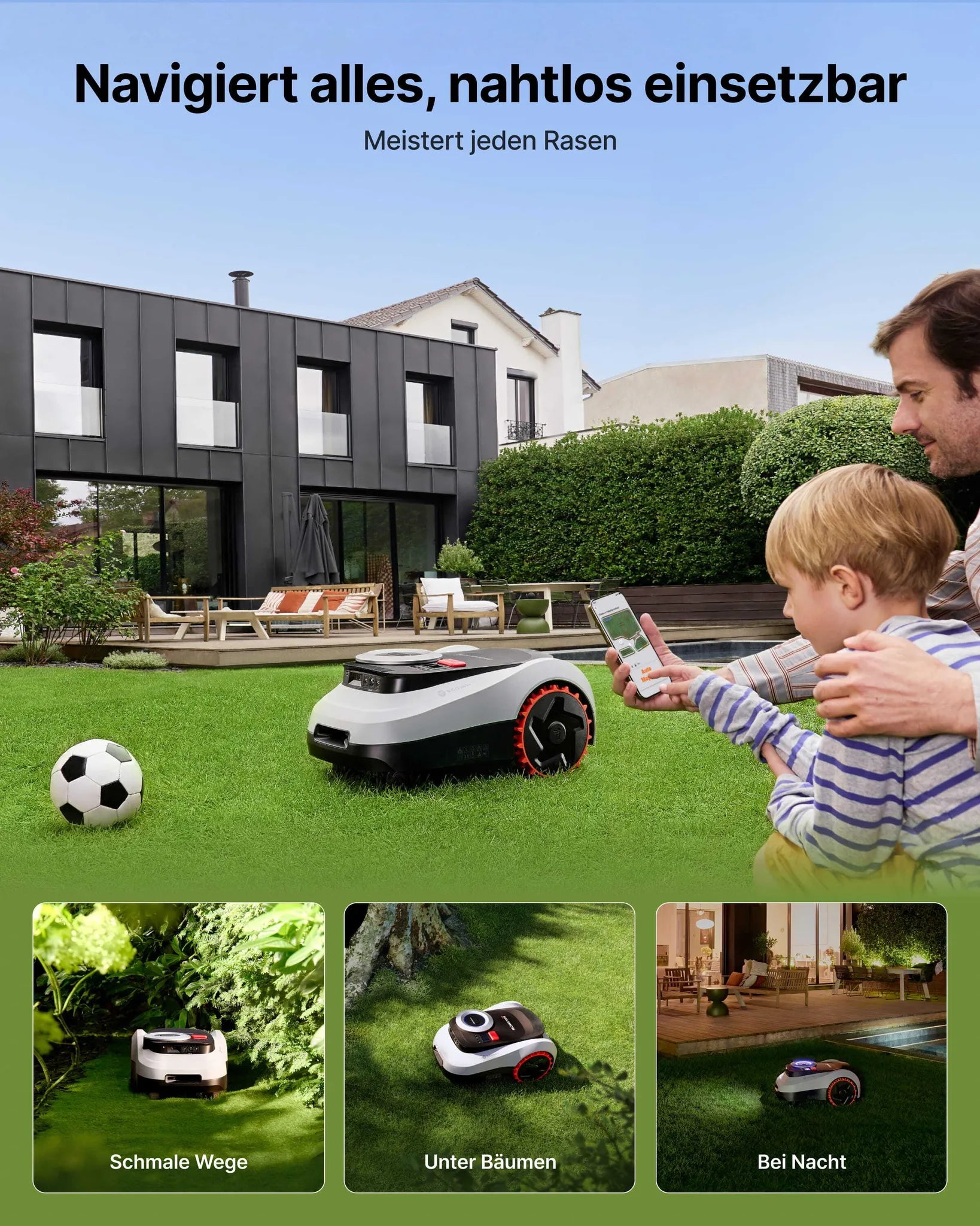 Segway Navimow i208 LiDAR mit Garage M, Mähroboter ohne Begrenzungskabel für 800 m², bis 45% Steigung, Solid-State LiDAR+Vision, Integriertes 4G