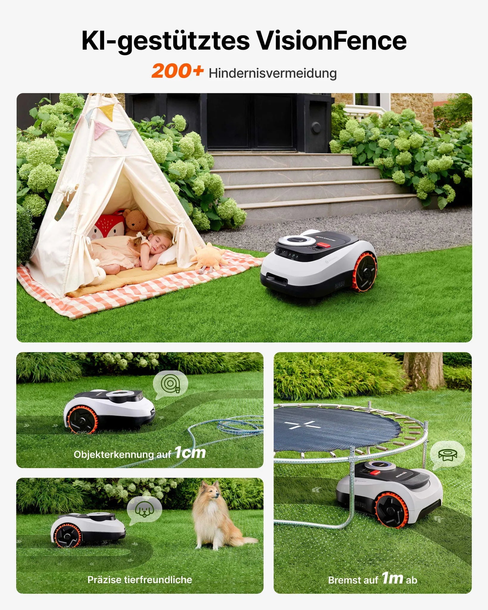 Segway Navimow i208 LiDAR mit Garage M, Mähroboter ohne Begrenzungskabel für 800 m², bis 45% Steigung, Solid-State LiDAR+Vision, Integriertes 4G