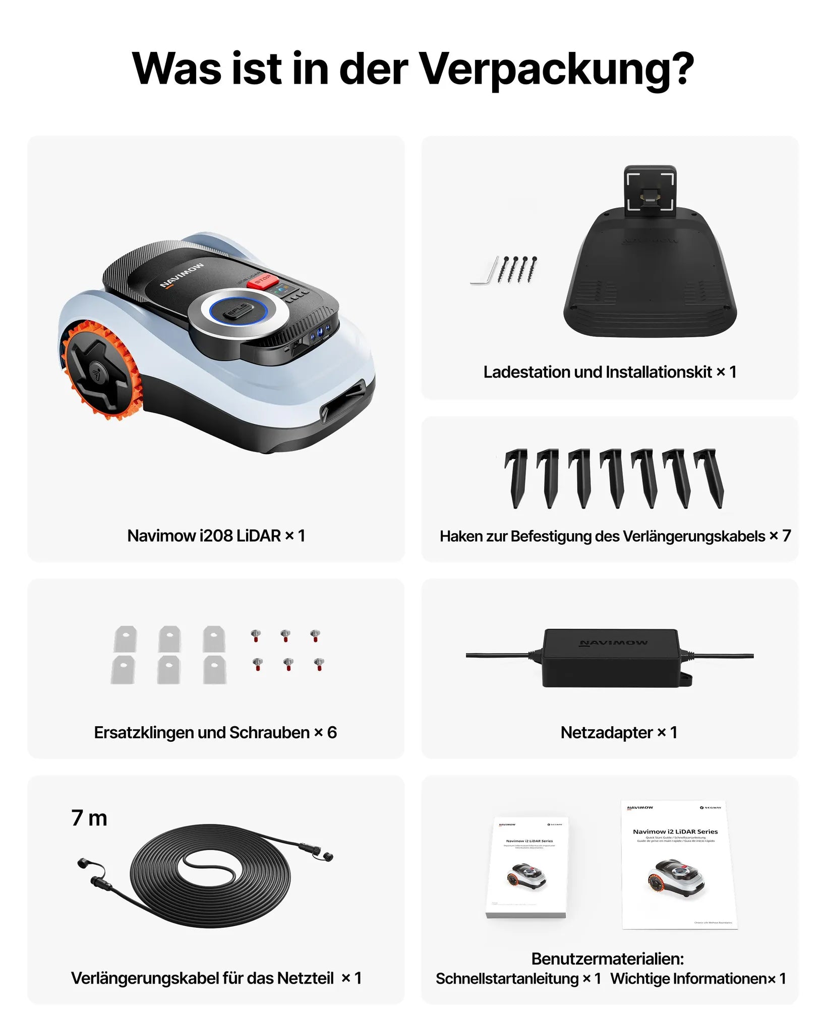 Segway Navimow i208 LiDAR mit Garage M, Mähroboter ohne Begrenzungskabel für 800 m², bis 45% Steigung, Solid-State LiDAR+Vision, Integriertes 4G